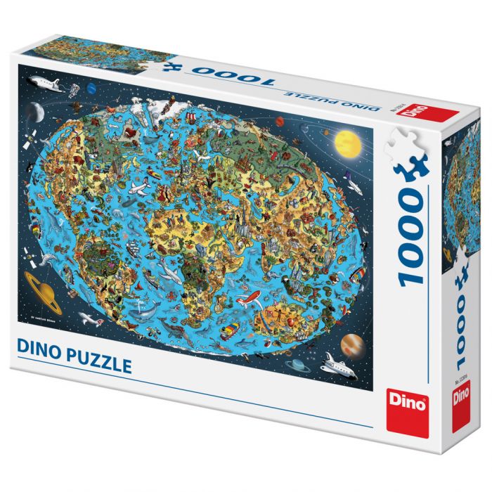 Dinotoys dino puslespil - specielt verdenskort - 1000 brikker
