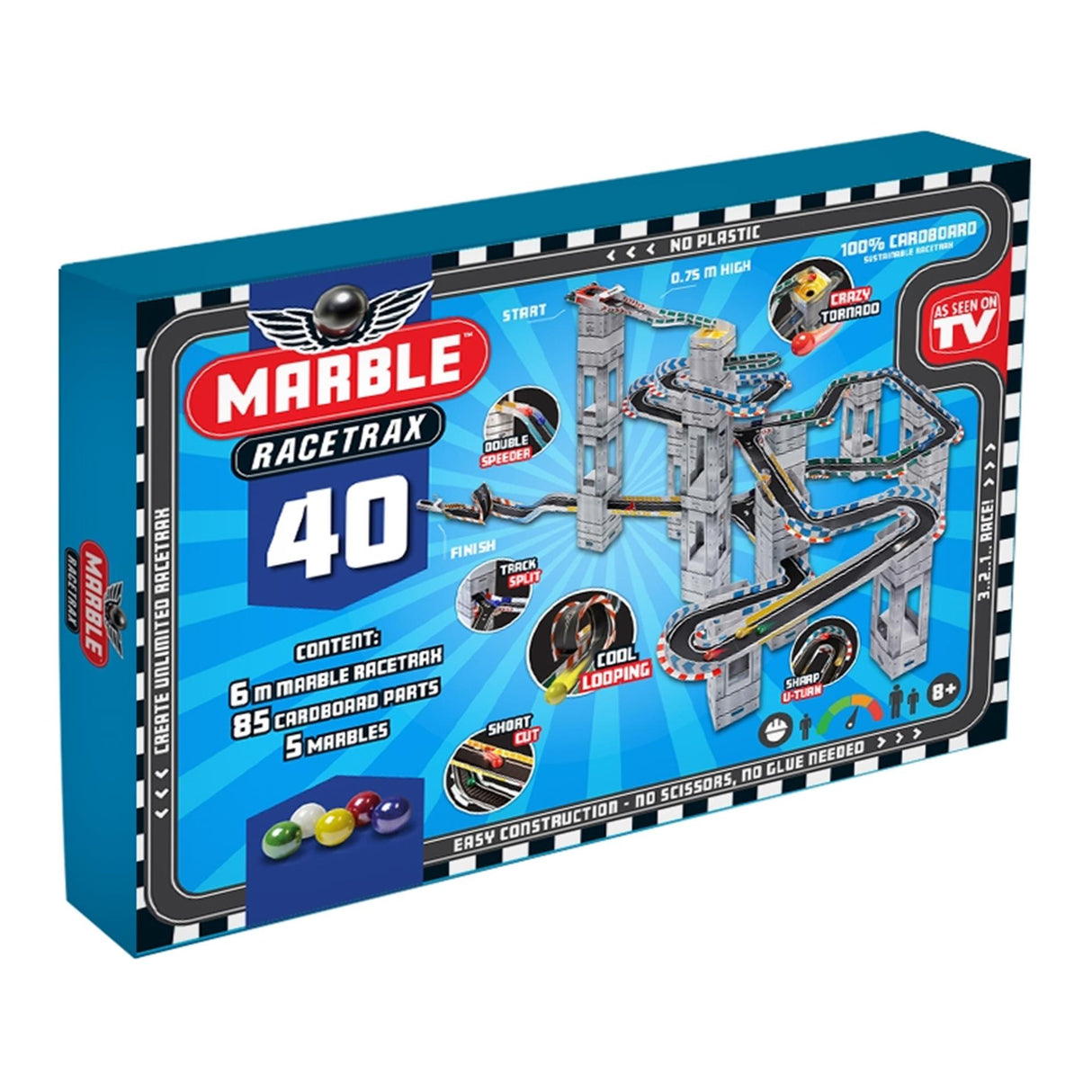 Marmor racetrax kredsløbssæt 40 ark 6m
