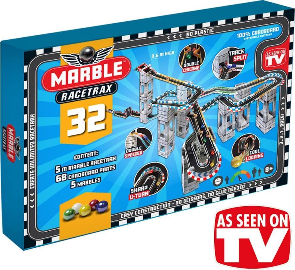 Brand unit marmor mania racetrac 5 meter racing marmor bane med 5 kugler