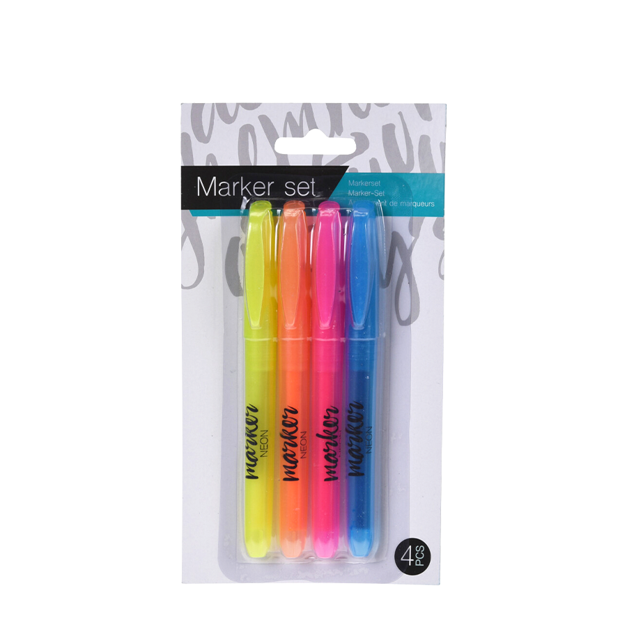 Markeerstiften neon 4 stuks