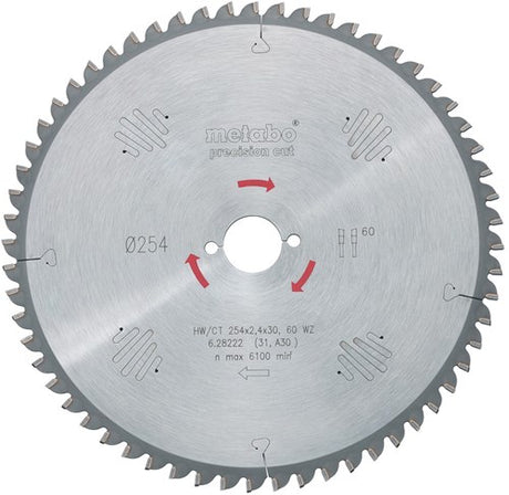 Metabo tilbehør rundsavklinge hw ct ø 254x30, 48 wz - 628221000
