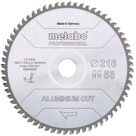Metabo tilbehør rundsavklinge | aluminium skåret prof | 254x30mm | z72 fz tz 5° neg - 628447000