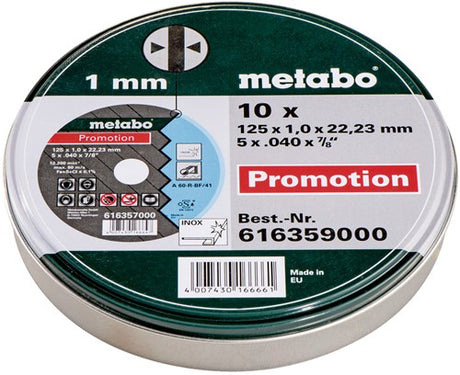 Metabo tilbehør skæreskiver i tin (10 stk.) | ø 125x1,0x22,23 - 616359000