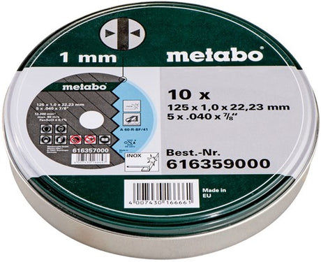 Metabo tilbehør skæreskiver novaparid rustfrit stål ø180x1,5x22,23 (10 stk. i dåse) - 616368000