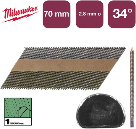 Milwaukee accessoires nagels d-kop 34° 70mm rs b sc1 | 2.200 stuks - 4932492601