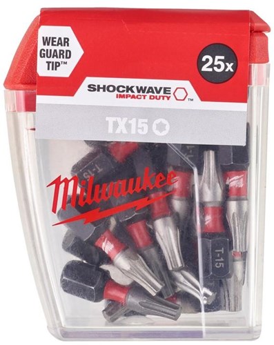 Milwaukee tilbehør shockwave gen ii tx15 25mm 25 stykker - 4932430873