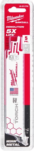 Milwaukee tilbehør milwaukee heavy duty torch™ frem- og tilbagegående savklinge | lommelygte 150 mm x 14 tpi | 5 stk - 48475782