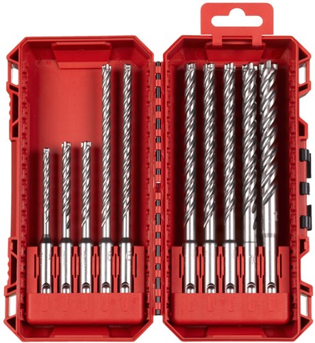 Milwaukee sds-plus boresæt | mx4 | pakke klar boks | 5 6 6 x 115 6 6 8 8 8 10 x 165 12 x 160 mm - 4932500062