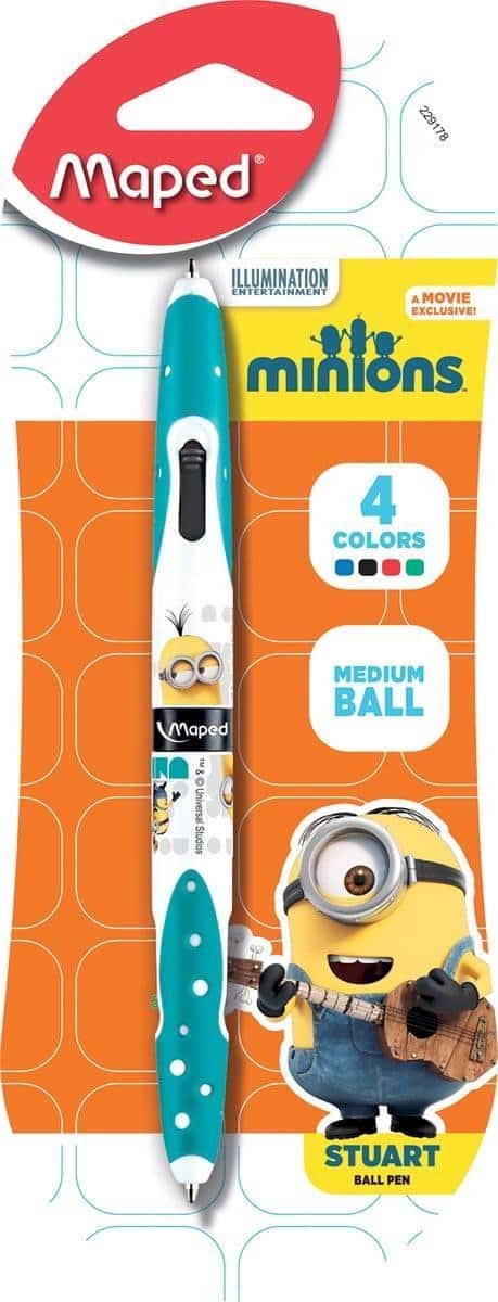 Joustra maped minions twintip 4 farver kuglepen på blister
