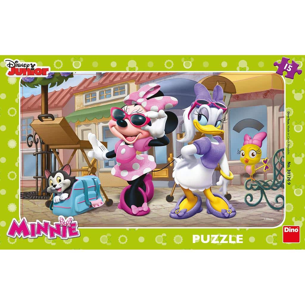 Dinotoys dino puslespil - Disney Minnie og Daisy i Montmartre - 15 brikker