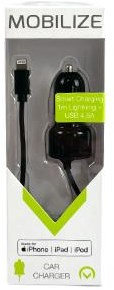 Enzo mobilize usb autolader dual 4800ma + lightning kabel zwart 1m - 9540126