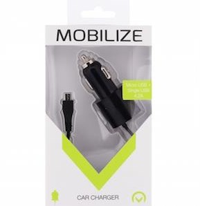 Mobilize USB biloplader dual 4800ma + micro USB kabel sort 1m - 9540125