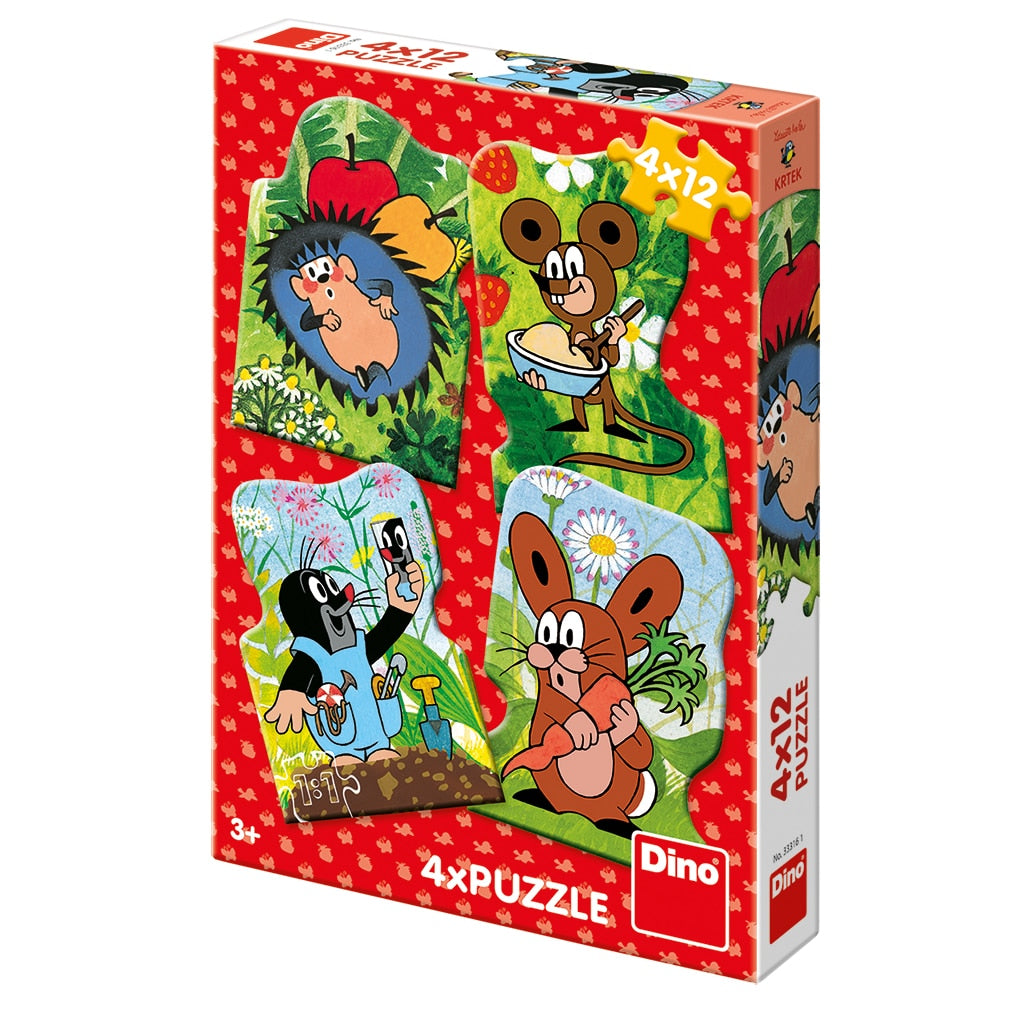 Dinotoys dino puslespil - muldvarp og hans venner - 4 x 12 brikker