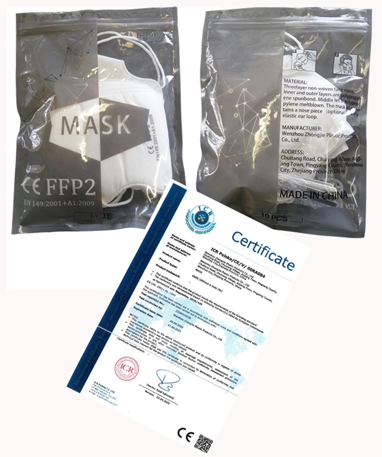 Ansigtsmasker kn95 10 stk ffp2 (vaskbar)