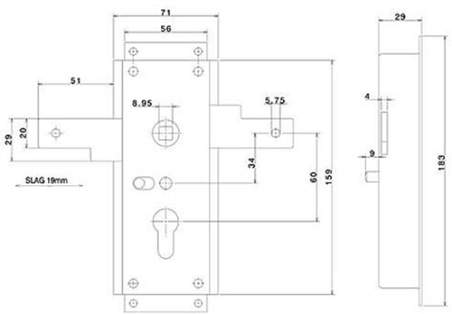 Nemef 1846 2 garageslot | pc60mm | slotkast staal verzinkt 59x159mm | stangen horizontaal | niet verend | 5.8mm aansluiting | dag- en nachtfunctie | dr 1+2+3+4 - 9184602010