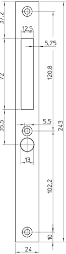Nemef p 1205h 17 sluitplaat | rvs 24x243mm rechthoekig | dr 1+2+3+4 | rvs - 9120590270