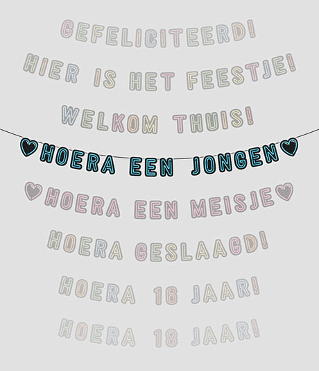 Paperdreams neon guirlande hurra dreng!