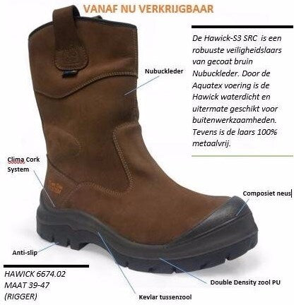 No risk werklaars hawick aqua-tex xw 1674.02 metaalvrij s3 | bruin | maat 45 - 00.071.011.45