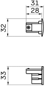 Nordisk endekappe til. skinne sort 3-faset 5050301
