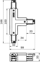 Nordic T-stykke fastmonteret 90°. for. skinne hvid højre 5050061
