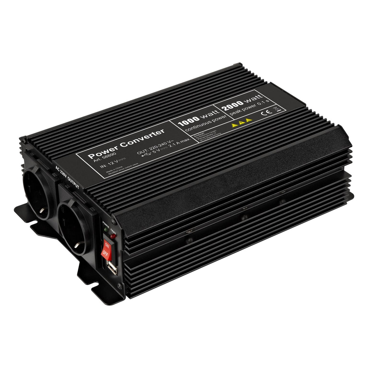 Inverter - 12 til 230 volt - DC - 1000 watt