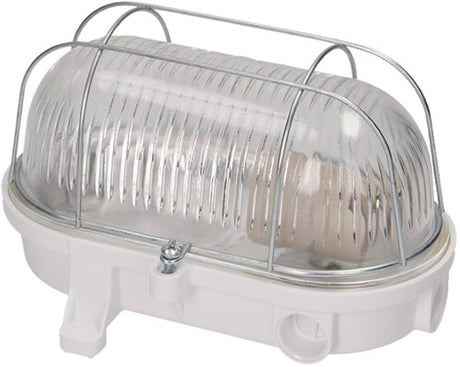 Orno væglampe e27 oval bakelit med glas og metal kurv hvid - 5014314