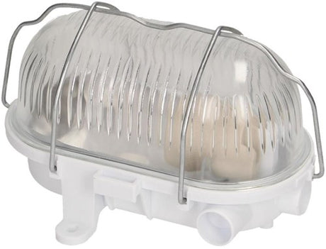 Orno væglampe E27 oval PVC med glas og metal kurv hvid - 5014312