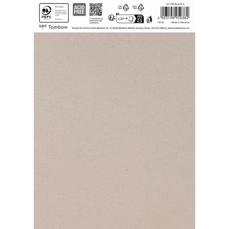 Tombow • sort papir din a5 (14,8 x 21 cm), 15 ark, 250 g m² (120 lbs), sort