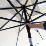 Madison parasol moraira push-up firkantet 230x230cm med vippefunktion grå