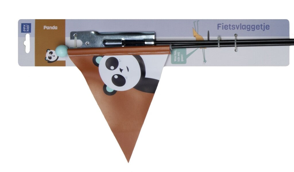 Sikkerhedsflag Pexkids Panda Braun med et panda -tryk