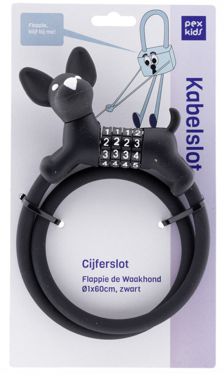 Pexkids kabelslot combo flappie de waakhond ø1x60cm, zwart