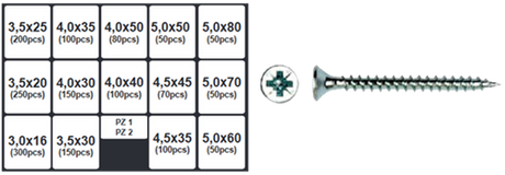 Pgb-europe pgb-fasteners | assortimentsdoos met schroeven 1700 dlg pwvtv - ass014001170002