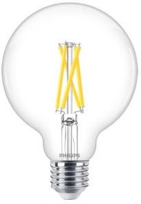 Philips master value ledglobe e27 93mm filament helder 5.9w 806lm - 922-927 zeer warm wit | beste kleurweergave - dimbaar - vervangt 60w
