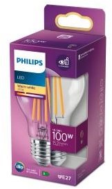 Philips LED-lampe gennemsigtig - 100 W - E27 - varmt hvidt lys