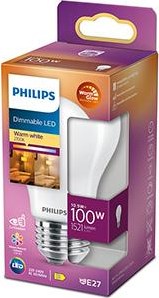 Philips led lamp mat - 100 w - e27 - dimbaar warmwit licht