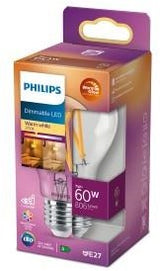 Philips led lamp transparant - 60 w - e27 - dimbaar warmwit licht
