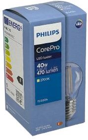 Philips led kogel e27 4,3-40w 2700k filament helder - led3749