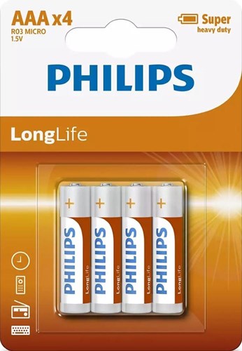 Philips r03 longlife aaa batteri 4 stk