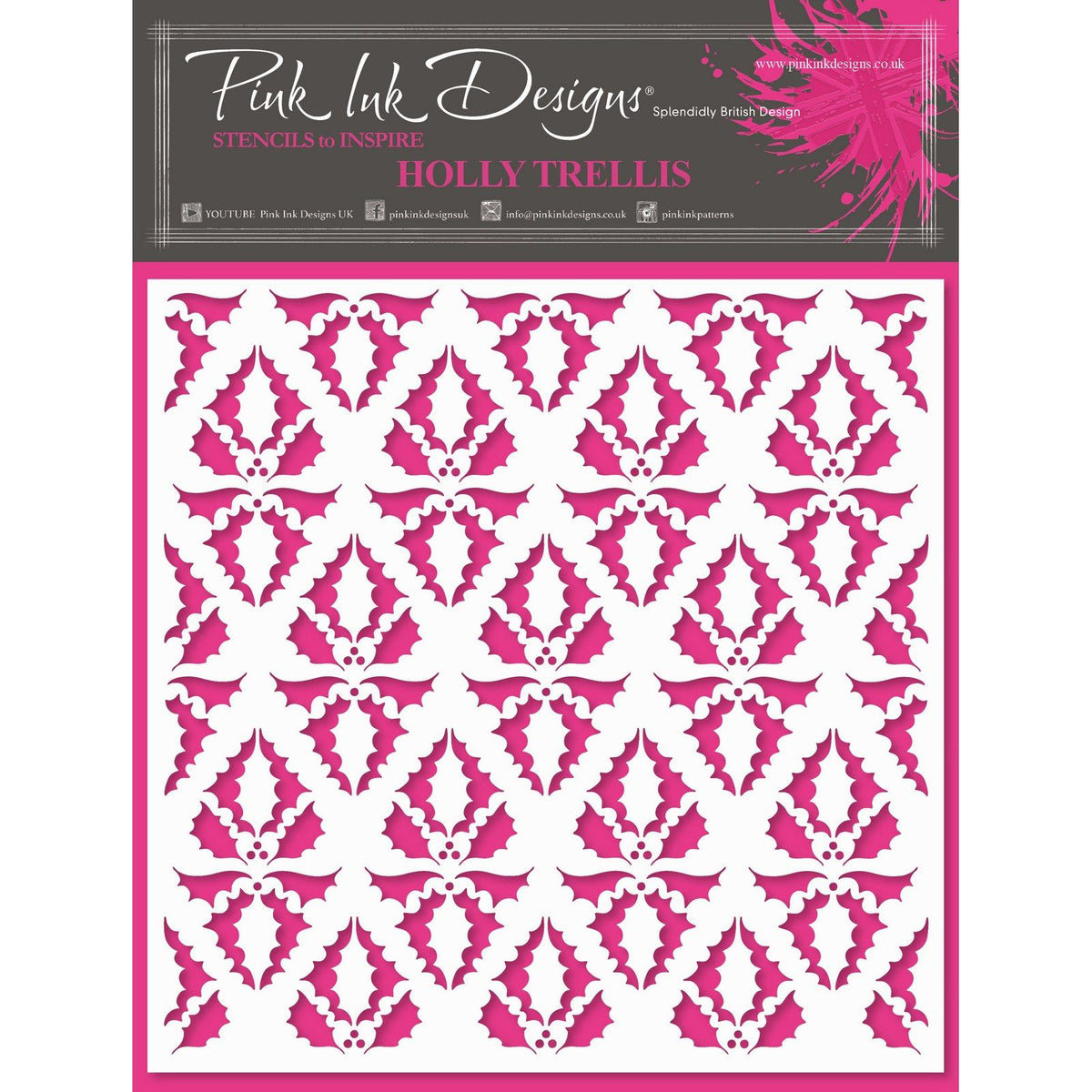 Lyserødt blækdesign • stencil kristtorn espalier