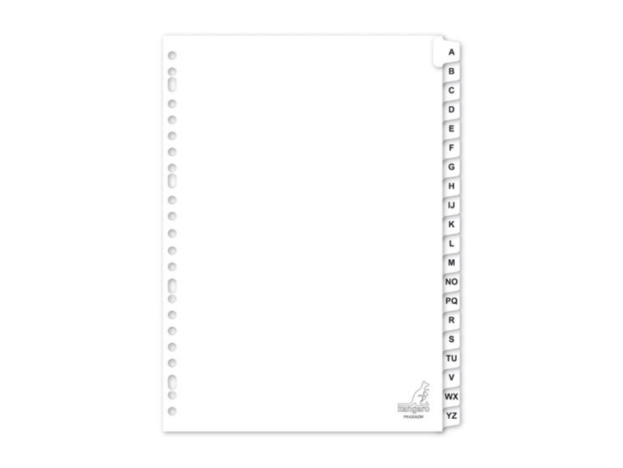 Kangaro tab a4 bogstaver 190 gram hvid 23-hullers 20-delt a-z karton
