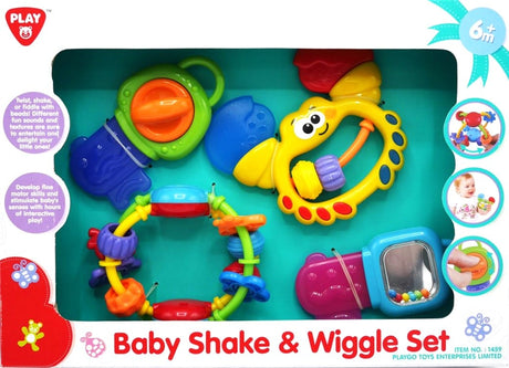 Playgo baby shake and wiggle 4-delt sæt med forskellige lyde