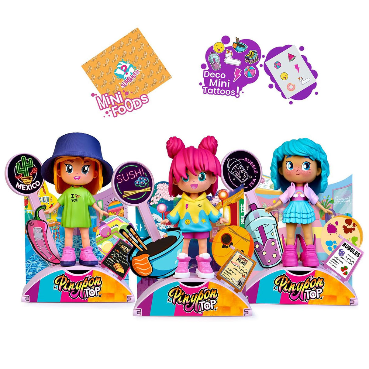 Pinypon top foodie pige 11 cm med mini overraskelser