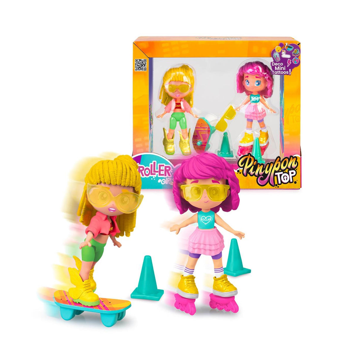 Pinypon top roller piger 11cm med deco mini tatoveringer