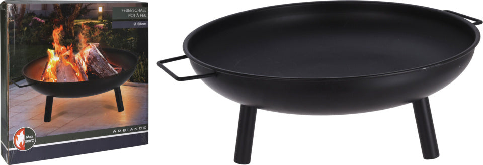 Ambiance Fire Bowl med låg på ben Metal Ø75 cm