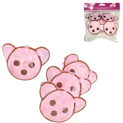 Gaveemballage bjørn pink 9 cm sæt af 4 | 24 stk