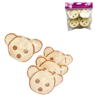 Gaveemballage bjørn beige 9 cm sæt af 4 | 24 stk