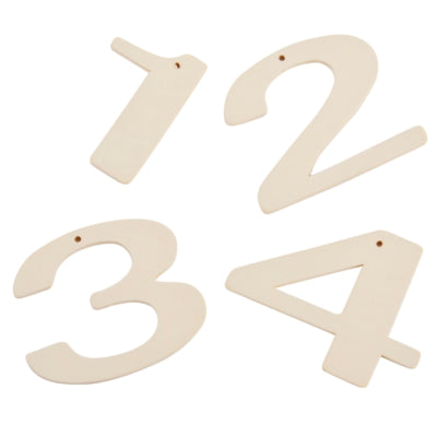Dekorationsbogstaver 1,2,3,4 creme 6 cm | 24 stk