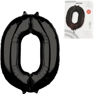 Amscan folieballon nummer 0 sort 66 cm | 40 stk