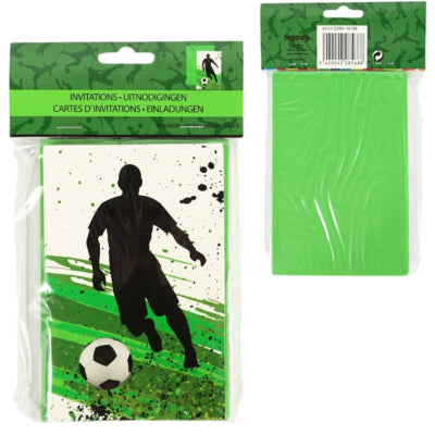Fodbold invitationskort 14 cm 8 stk | 36 stk