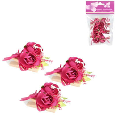 Kunstig blomst på pind pink sæt af 6 | 24 stk